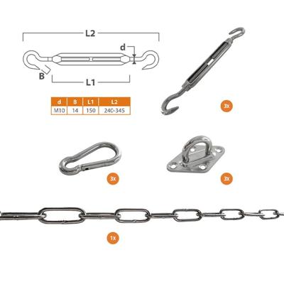Schaduwdoek bevestigingsset driehoek RVS A4 M10 spanner Shadow Comfort - Shadow comfort Schaduwdoek bevestigingsset driehoek RVS A4 M10 spanner Shadow Comfort - Shadow comfort