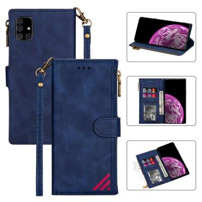 Voor Samsung Galaxy A31 Zipper Multi-card Slots Horizontale Flip PU Lederen Case met Holder & Card Slots & Wallet & Lanyard & Photo Frame(Blauw) Voor Samsung Galaxy A31 Zipper Multi-card Slots Horizontale Flip PU Lederen Case met Holder & Card Slots & Wallet & Lanyard & Photo Frame(Blauw)