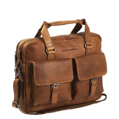 Chesterfield Leren Laptoptas Businessbag George Wax Pull Up Cognac