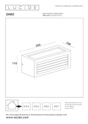 Lucide DIMO - Wandlamp Binnen/Buiten - 1xE27 - IP54 - Antraciet Lucide DIMO - Wandlamp Binnen/Buiten - 1xE27 - IP54 - Antraciet