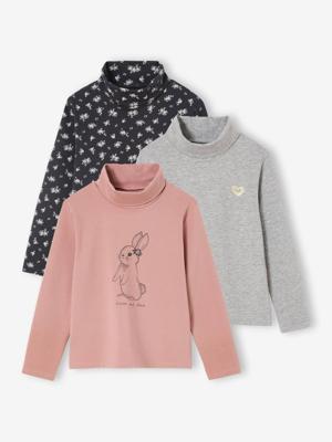 Set van 3 t-shirts met rolkraag voor meisjes rouge