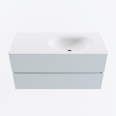 MONDIAZ VICA 100cm badmeubel onderkast Clay 2 lades. Wastafel MOON rechts 1 kraangat, kleur Talc.