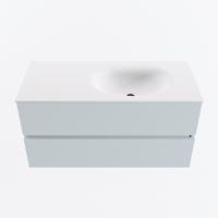 MONDIAZ VICA 100cm badmeubel onderkast Clay 2 lades. Wastafel MOON rechts 1 kraangat, kleur Talc. - thumbnail