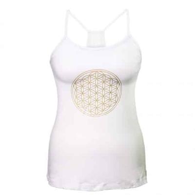 Yoga Top met 'Bloem des Levens' - Wit L