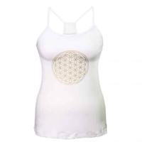 Yoga Top met 'Bloem des Levens' - Wit L - thumbnail