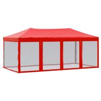 Partytent inklapbaar met zijwanden 3x6 m rood - thumbnail