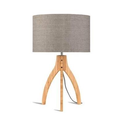 Good&Mojo Tafellamp 'Annapurna' Bamboe en Eco linnen, kleur Donkerbeige