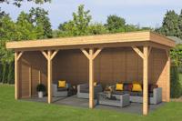 Tuindeco Oslo L Overkapping type 6 690x380 cm Lariks/Douglashout blank- Plat dak- Onbehandeld lariks Douglas hout- Tuindeco - thumbnail