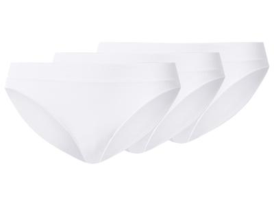 esmara Dames Geribbelde Slips, 3 stuks (Wit, S (36-38))