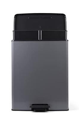 Duo Rechthoek Vuilnisbak - DECO BIN - CURVER - 52L (26+26L) - 49 x 32 x 61 cm - Antraciet - thumbnail