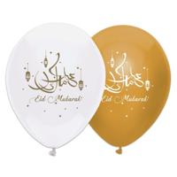 Eid Mubarak Ballonnen Wit/Goud (6st) - thumbnail