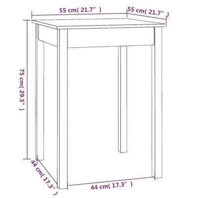 Eettafel 55x55x75 cm massief grenenhout