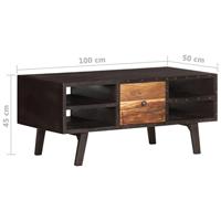 Salontafel 100x50x45 cm massief gerecycled hout - thumbnail