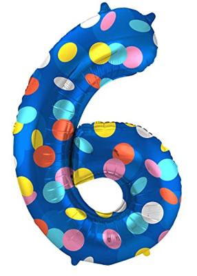 Folieballon &apos;6&apos; Kleurrijke Stippen