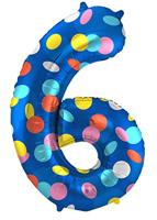 Folieballon &apos;6&apos; Kleurrijke Stippen - thumbnail