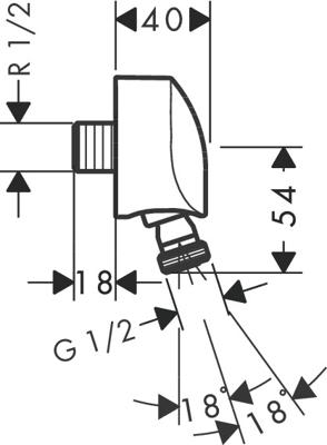 Hansgrohe FixFit muuraansluitbocht E met terugslagklep en kogelgewricht, chroom Hansgrohe FixFit muuraansluitbocht E met terugslagklep en kogelgewricht, chroom