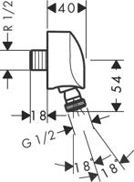 Hansgrohe FixFit muuraansluitbocht E met terugslagklep en kogelgewricht, chroom - thumbnail
