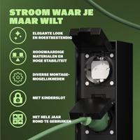 Tuinstopcontact zwart 2-polige stekker 23x7x7cm - thumbnail