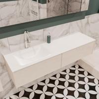 Lush onderkast 150cm in kleur UNDERLAYMENT met 2 lades Push tot open geschikt voor linkse wastafel. Compleet met solid surface wastafel cloud M35217met 1 kraangat(en) - thumbnail