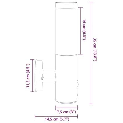 VidaXL Buiten wandlamp zwart 15 x 7,5 x 33 cm