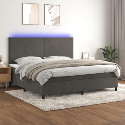 Boxspring met matras en LED fluweel donkergrijs 200x200 cm