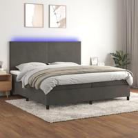 Boxspring met matras en LED fluweel donkergrijs 200x200 cm - thumbnail