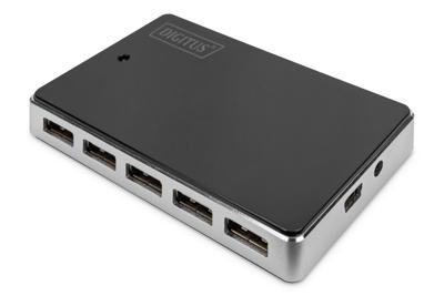 DIGITUS USB-hub - 10 poorten - high-speed USB 2.0-480 MBit/s - Plug&Play - aansluitkabel 100 cm - zwart