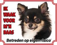Chihuahua Langhaar Zwart Waakbord - thumbnail