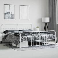 Bedframe met hoofd- en voeteneinde metaal wit 193x203 cm - thumbnail