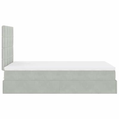 Ottoman bed met matrassen 140x200cm fluweel lichtgrijs