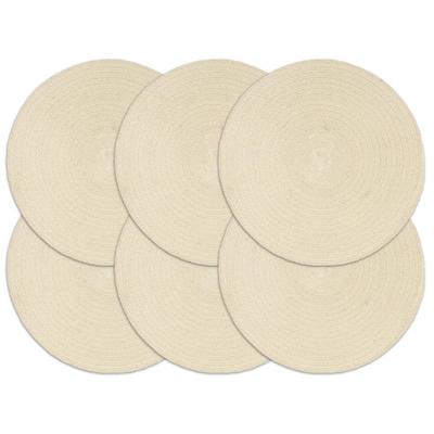 VidaXL Placemats 6 st rond 38 cm katoen natuurlijk
