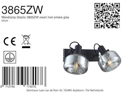 Steinhauer Dubbele wandlampGlaslic smoke glas - 3865ZW