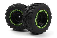Blackzon Smyter MT Wheels/Tires Assy (Black/Green/2pcs) (540181) - thumbnail