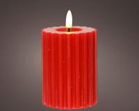 Kaars LED Vlam Ribbel 12cm Rood - thumbnail