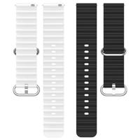 Ocean Style bandje - Zwart / wit - Garmin Vivoactive 6 / Vivoactive 5 / Vivoactive 3 - thumbnail