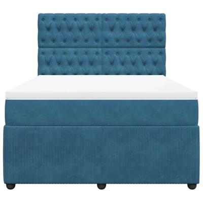 Boxspring met matras fluweel blauw 140x200 cm