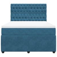 Boxspring met matras fluweel blauw 140x200 cm - thumbnail
