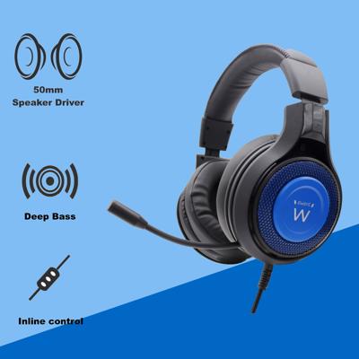 Gaming Headset met Microfoon Ewent PL3322 Zwart/Blauw
