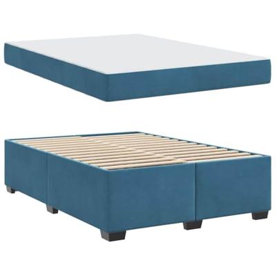 Bedframe met matras met matras Donkerblauw 140 x 200 cm Fluweel