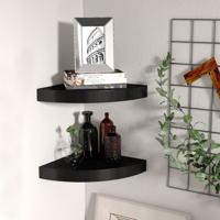 VidaXL Hoekschappen zwevend 2 st 25x25x3,8 cm mdf zwart - thumbnail