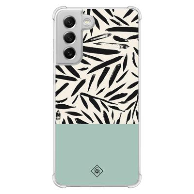 Samsung Galaxy S21 FE shockproof hoesje - Abstract mint palms Samsung Galaxy S21 FE shockproof hoesje - Abstract mint palms