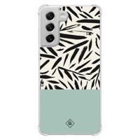 Samsung Galaxy S21 FE shockproof hoesje - Abstract mint palms - thumbnail