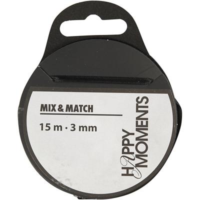 Creativ Company Satijnlint, b: 3 mm, zwart, 15 m/ 1 rol
