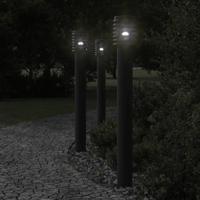 VidaXL Buitenvloerlampen 3 st stopcontact 110 cm roestvrijstaal zwart - thumbnail