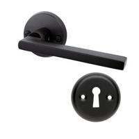 Mooi Deurbeslag Deurklink Vita mat zwart met ronde sleutelrozetten Rosa - thumbnail