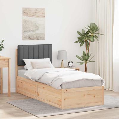 Bedframe met Gevoerd Hoofdgedeelte Donkergrijs 75 x 190 cm Bedframe met Gevoerd Hoofdgedeelte Donkergrijs 75 x 190 cm