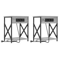 Nachtkastje 2 pcs Grijs sonoma 41 x 31 x 51 cm Bewerkt hout - thumbnail