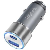 LogiLink Ladegerät USB-oplader 36 W 1x USB-A, 1x USB-C USB PD Zilver Auto USB Power Delivery (USB-PD) - thumbnail