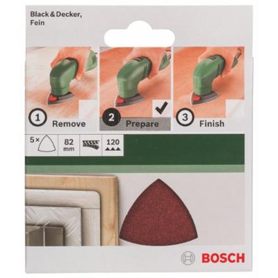 Bosch Accessories 2609256A42 Deltaschuurpapier Met klittenband, Ongeperforeerd Korrelgrootte (num) 40 Hoekmaat 82 mm 5 stuk(s) - thumbnail