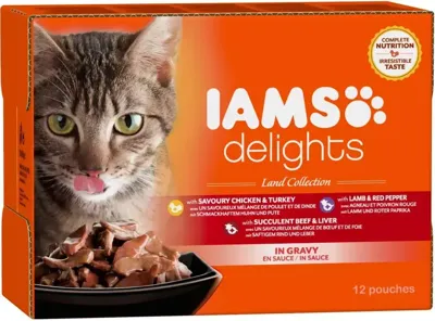 Iams Delights Adult Land Collection in gravy natvoer kat (12x85 g) 12 x 85 g